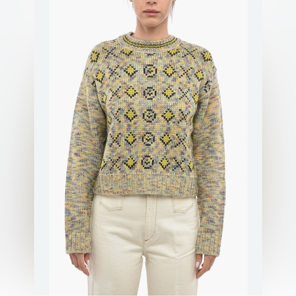 NWT RE/DONE 50s mohair oversized crop crewneck sweater in rainbow marl - Picture 1 of 5
